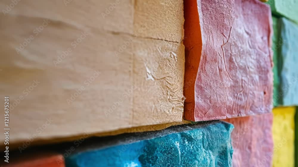 Aufkleber colorful stone wall featuring a shallow depth of field, creating a vibrant and textured pathway fill