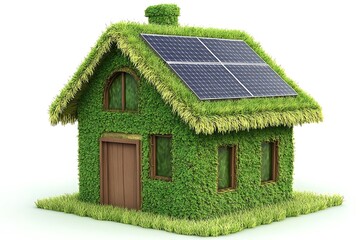 Eco-Friendly Green House with Solar Panels & Grass Roof