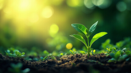 Young Plant Growing in Soil

