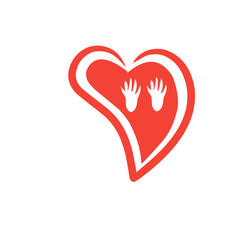 heart footprint vector