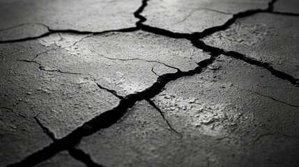 Obraz premium Cracked earth, drought, arid land, texture, background, monochrome, environmental, design