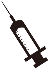 シンプルな注射器のベクターシルエットアイコン／Simple syringe vector silhouette icon
