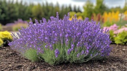 Obraz premium Lush Lavender Blooms in Garden Setting
