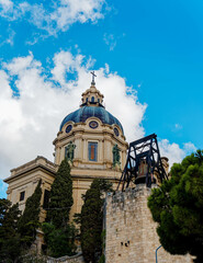 Domed Church up a Hill in Messina Italy