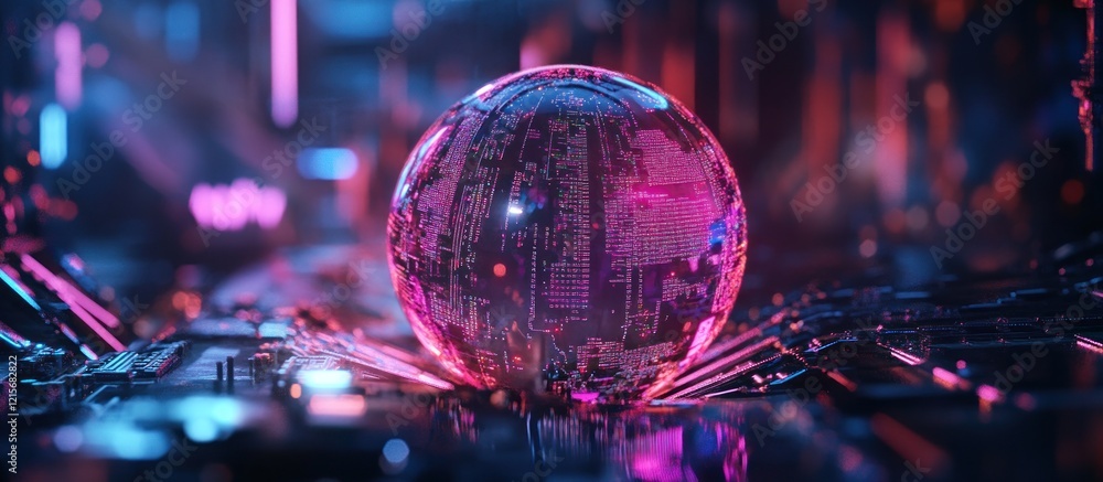 Poster digital globe in a futuristic setting