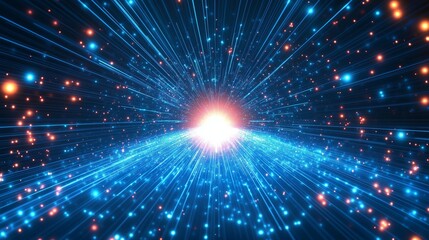 Naklejka premium Dynamic Cosmic Energy Burst with Radiant Light and Stars