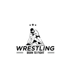 Wrestling logo vector template Illustration symbol Silhouette design