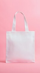 White Tote Bag on Pink Background