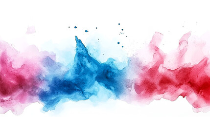 Fototapeta premium Abstract Watercolor Painting: Blue, Red and Pink Hues