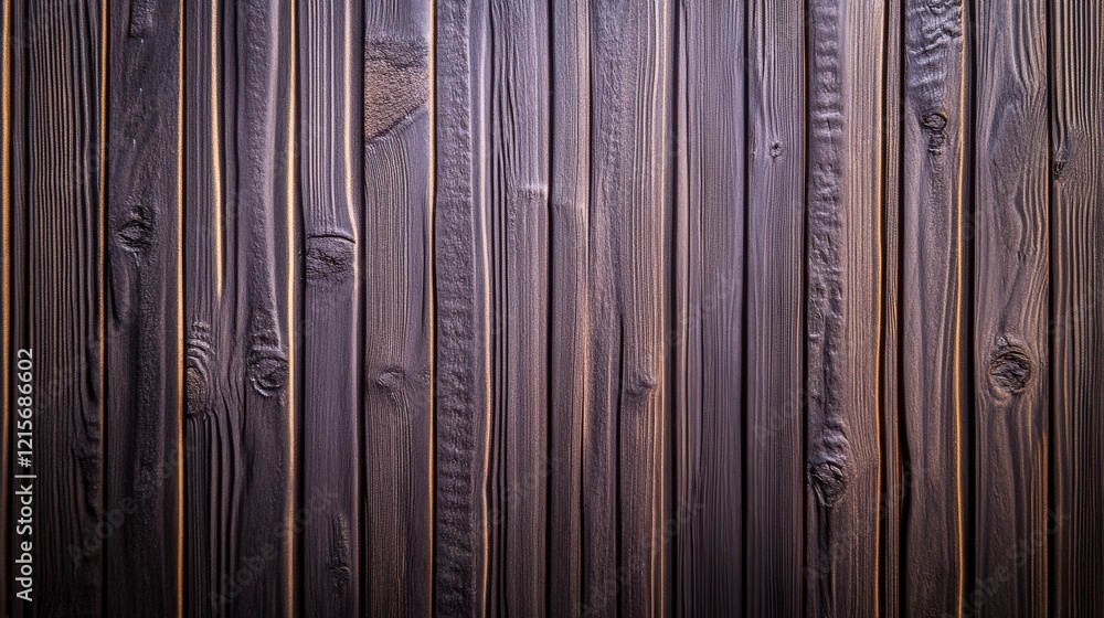 Aufkleber a close-up view of a rustic wooden wall featuring dark, textured planks with visible grain patterns 