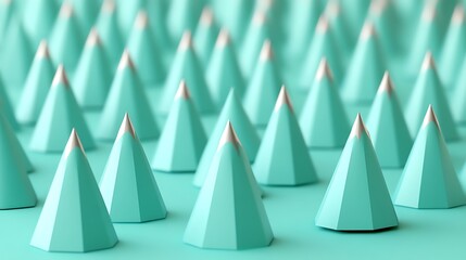 Abstract Teal Conical Mountainscape Rendered Image