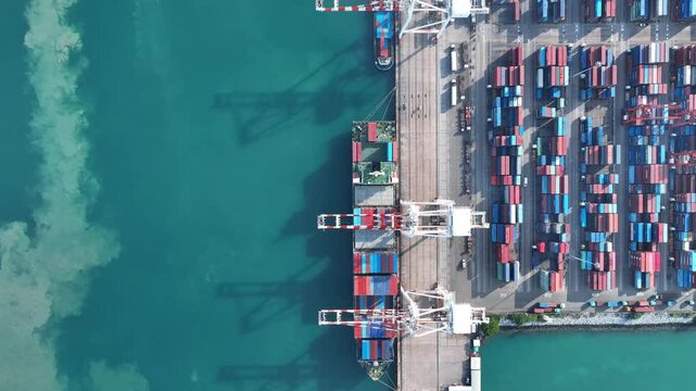 Shipyard Cargo Container Sea Port Freight forwarding service logistics and transportation. International Shipping Depot Custom Port for import export trade Transport Business