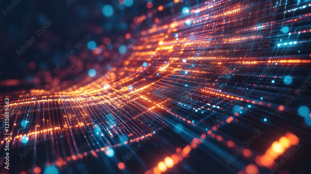 Fototapete Abstract Digital Data Stream: A Visual Representation of Network Connectivity and Information Flow