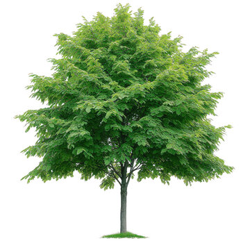 lush. green tree with a full canopy. showcasing vibrant leaves and a sturdy trunk the tree is depicted against a white background. emphasizing its natural beauty and form this representation highlight