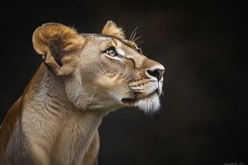 Majestic Lioness Portrait Dark Background Wildlife Photography