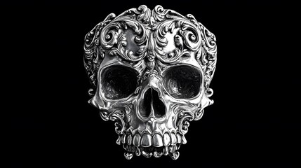 Obraz premium Ornate Silver Skull Decorated With Intricate Filigree