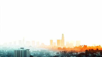 Obraz premium Golden Hour Cityscape: Stunning Urban Skyline Panorama