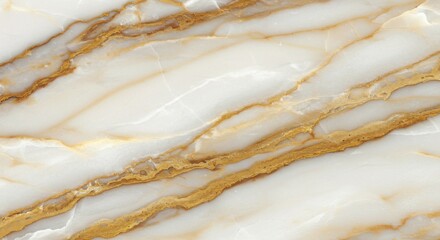 Marble texture, white and gold veins, smooth surface, luxurious stone, high resolution, detailed pattern, natural swirls, elegant background, polished finish, glossy appearance, abstract design, premi