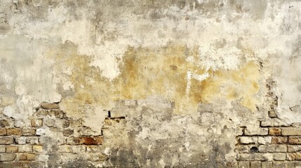 Obraz premium Textured vintage wall with peeling paint and exposed brick elements suitable for background or design usage Copy Space