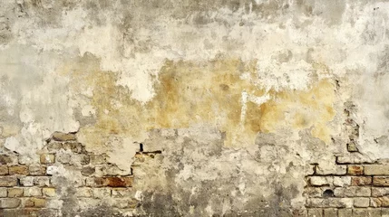 Plexiglas schilderij Verweerde muur Textured vintage wall with peeling paint and exposed brick elements suitable for background or design usage Copy Space  © NFTNexus