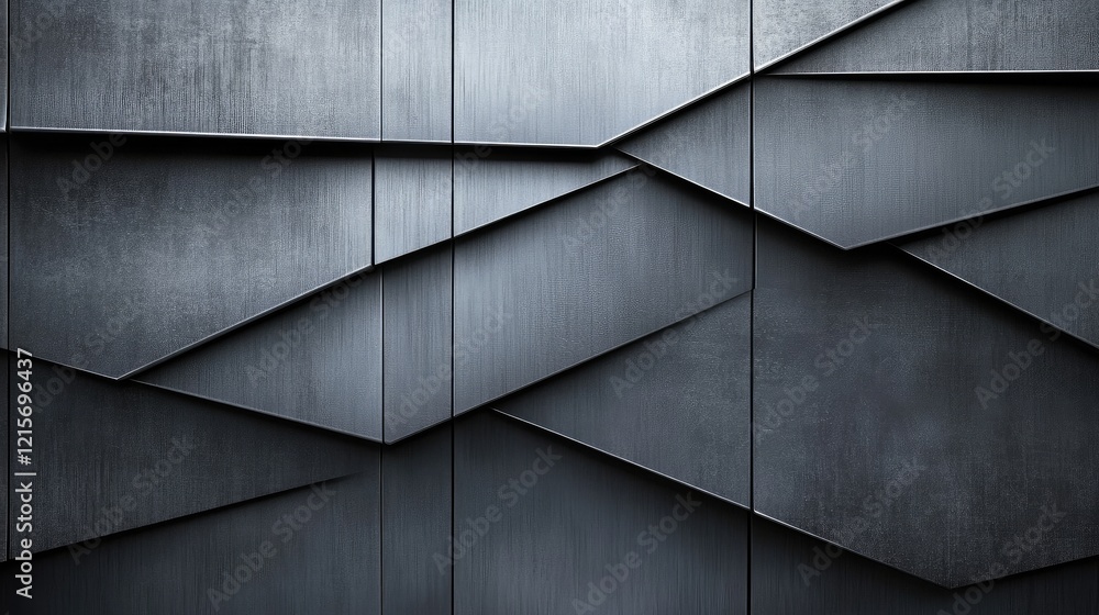 Poster geometric metallic paneling background with textured surface and angled design featuring copy space 