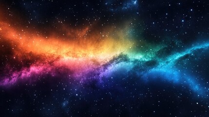 Colorful galaxy background with stars in a cosmic space scene featuring a vibrant spectrum of colors and Copy Space.