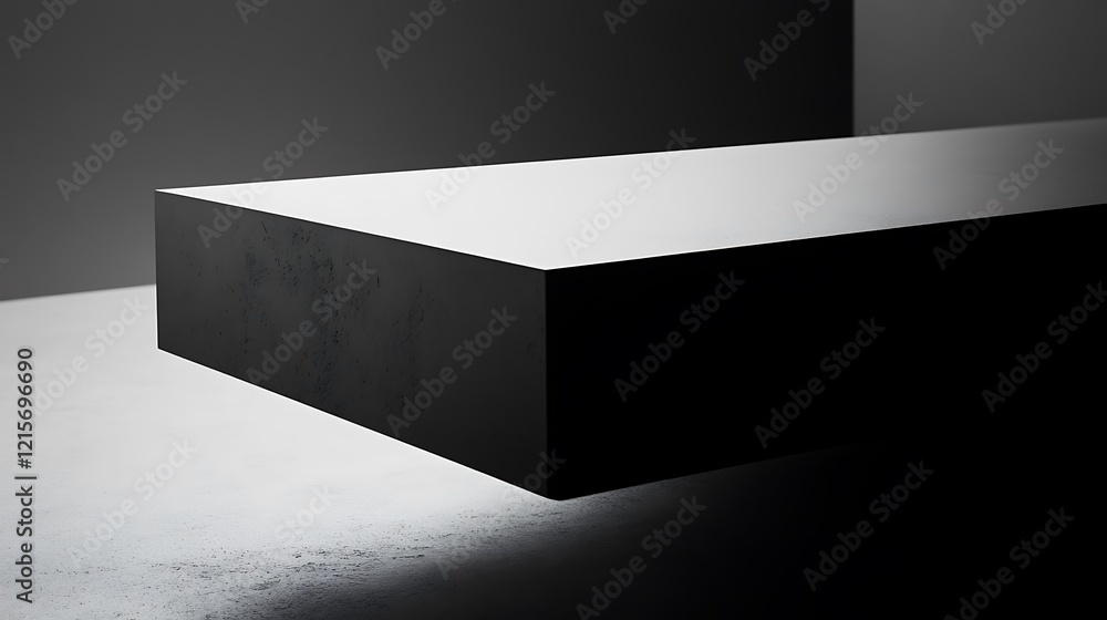 Poster abstract monochrome image of a floating rectangular platform