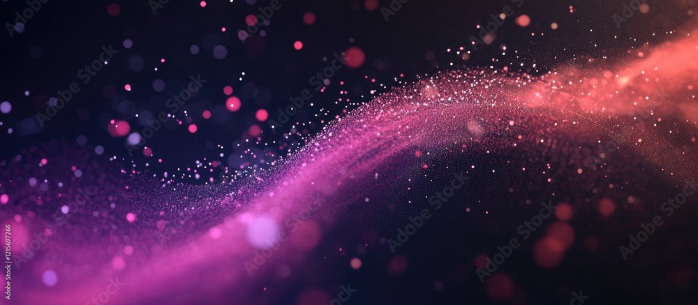 Poster abstract colorful light trails with particles and bokeh effects on a dark background copy space