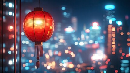 Red Lantern Cityscape Night Photography