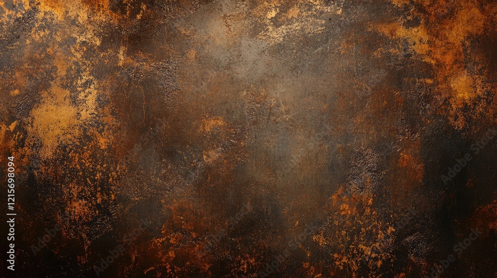 Aufkleber abstract textured background with dark brown and orange hues showing wear and age with copy space fo