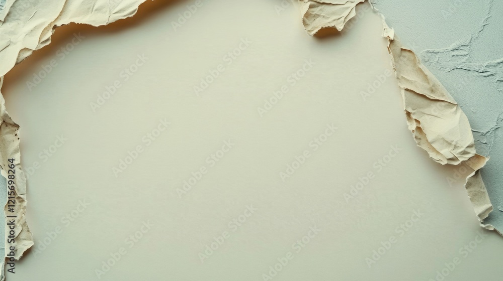 Poster torn textured paper with neutral background and copy space for design or text placement
