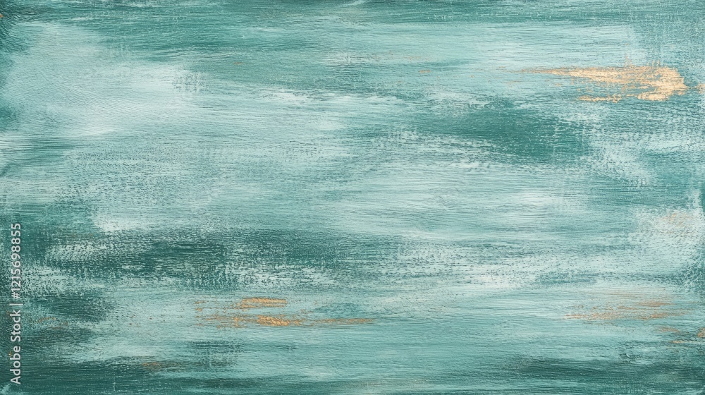 Poster abstract textured background in turquoise and muted gold tones with ample copy space for text placem