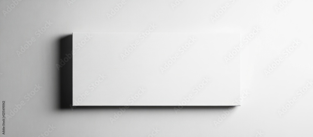 Poster minimalistic blank white canvas on grey background with soft shadows and ample copy space for text o