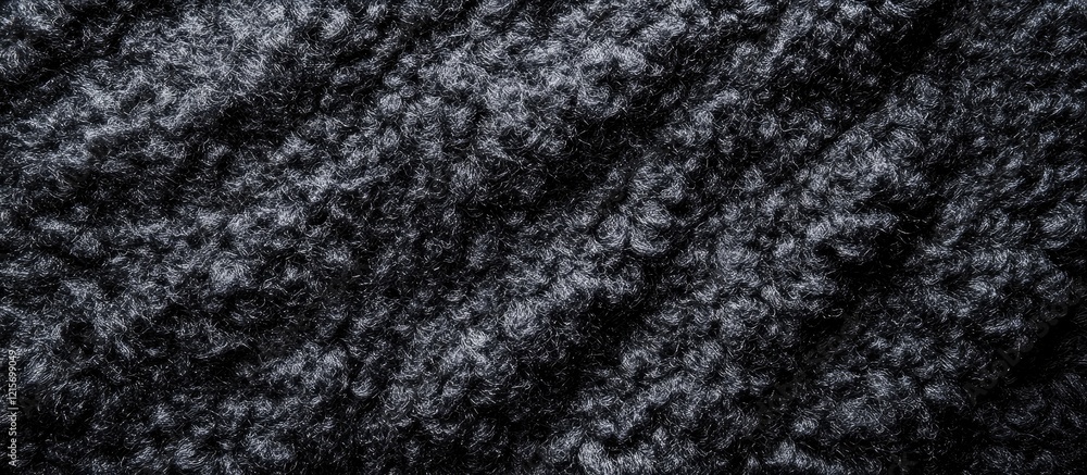 Poster black textured fabric background with a soft and fuzzy appearance featuring deep shadows and highlig