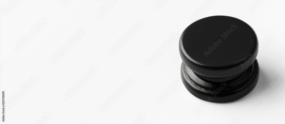 Poster black round rubber stamp on white background with copy space for text insertion.