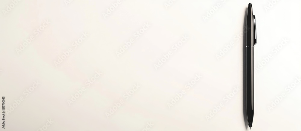 Poster minimalistic blank background with a black pen on the right side and ample copy space for text place