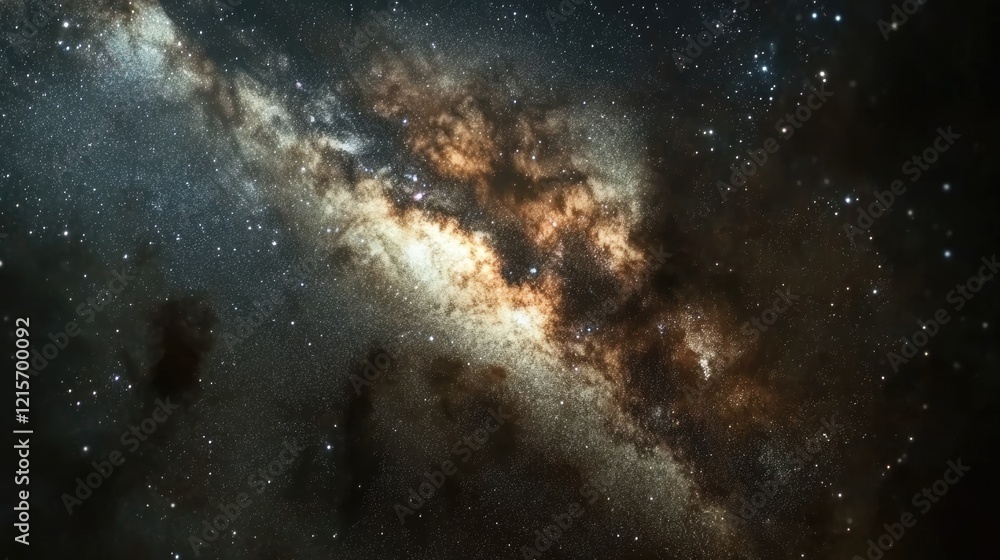 Aufkleber stunning view of a galaxy with vibrant colors and star clusters in a dark cosmic background with cop