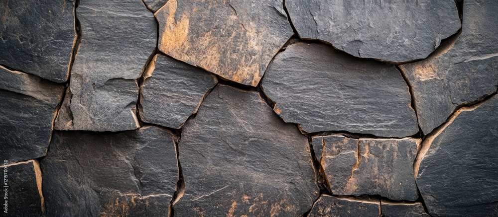 Aufkleber textured slate stone wall background with varying shapes and colors suitable for architectural or de
