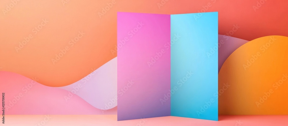 Poster abstract background with colorful smooth shapes and blank panels for copy space in modern design com