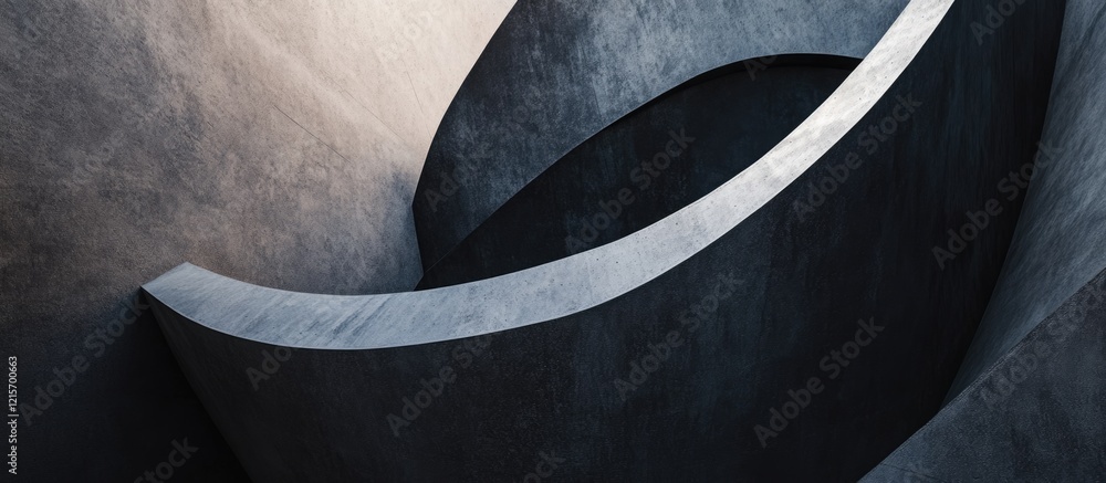 Poster abstract architectural detail featuring curved concrete structures with smooth surfaces and subtle l