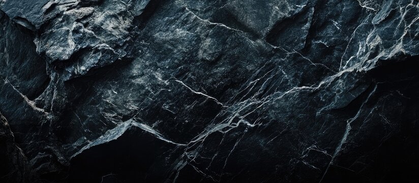 Black marble texture with grey veins suitable for backgrounds and design projects Copy Space