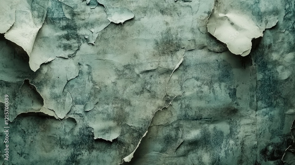 Poster textured background of peeling paint on an old wall with faded colors and imperfections providing am