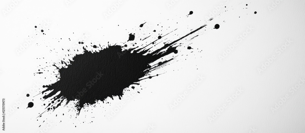 Poster black paint splash on white background with copy space for text or design elements