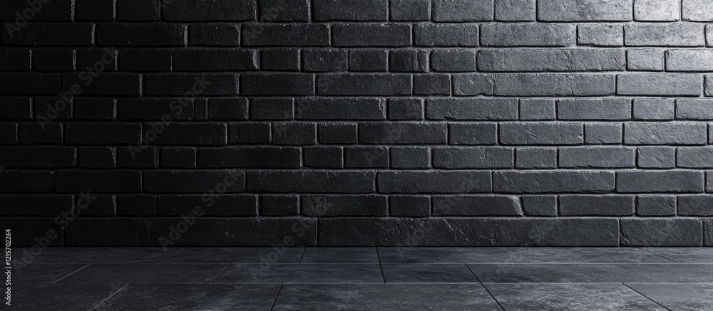 Aufkleber black textured brick wall and floor background with copy space for text or design elements