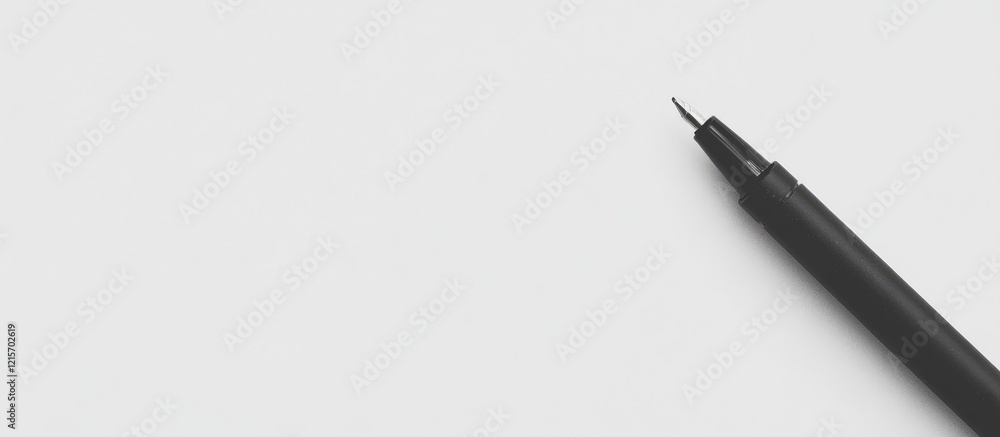 Poster black pen on a blank white background with ample copy space for text or design elements