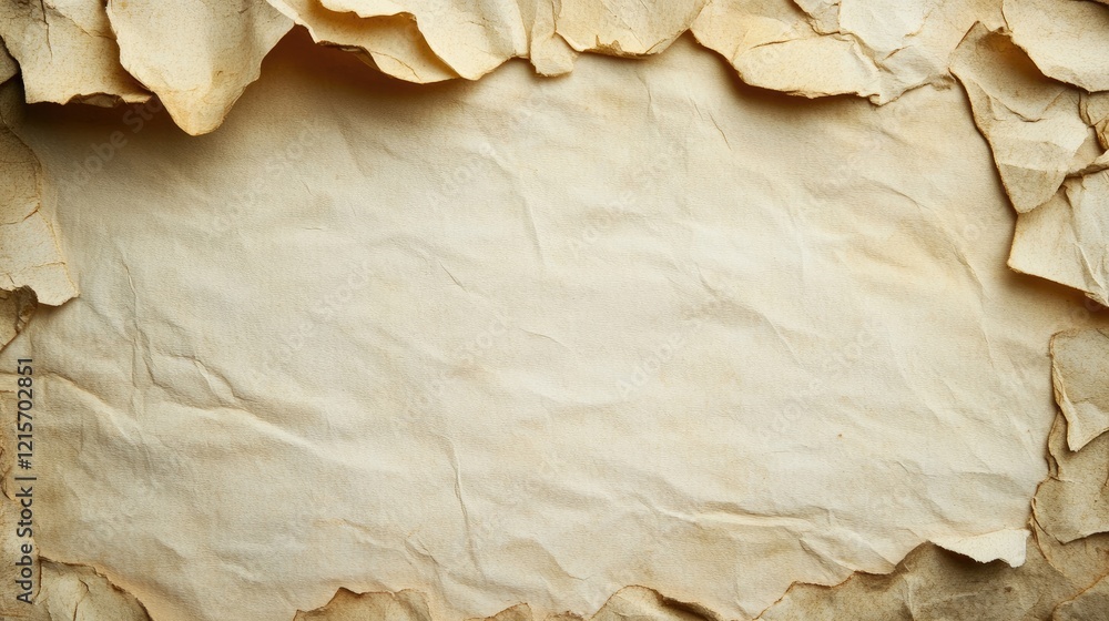 Aufkleber textured aged paper background with curled edges and copy space for design or artistic use