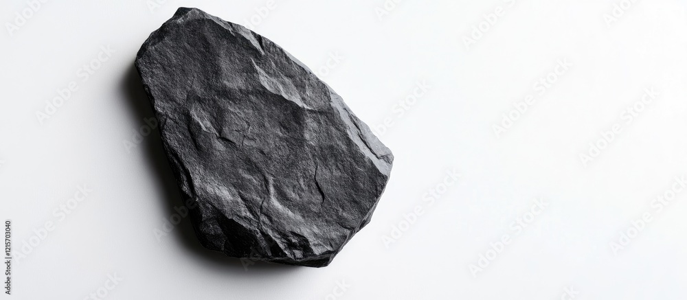 Poster black stone rock on white background with copy space for text or design elements