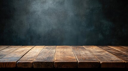 Wooden table surface with textured dark background and ample copy space for text placement.