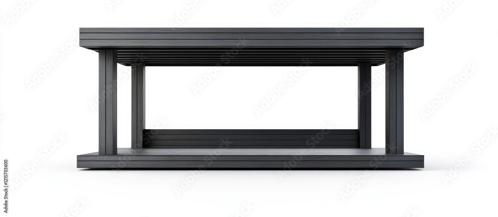 Poster modern minimalistic black coffee table with two levels and clean lines isolated on white background 