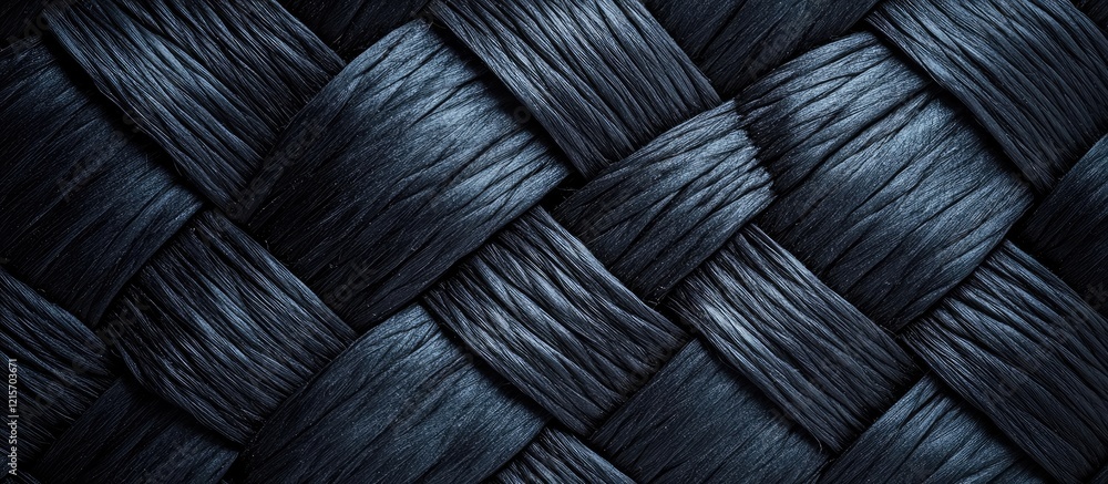 Poster close-up of braided dark texture with intricate weaving pattern and copy space for design elements.
